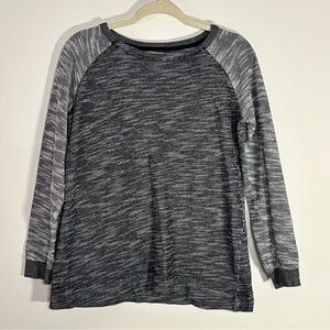 Champion Thermal Knit Raglan Long Sleeve Top Gray Black Pullover Medium